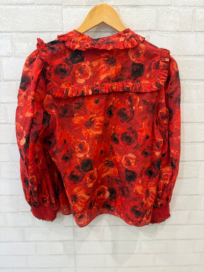ALICE+ OLIVIA  Cotton&Silk LS Flowers Print Blouse/S