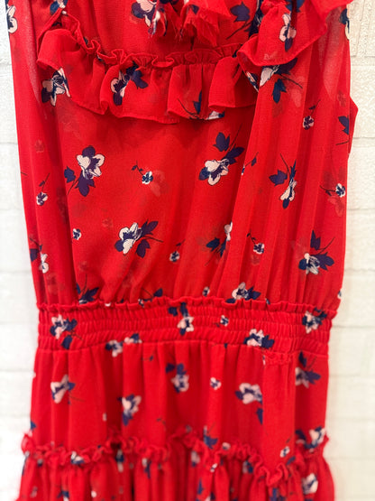 MISA Sleeveless Ruffle Smock Print Mini Dress/ XS