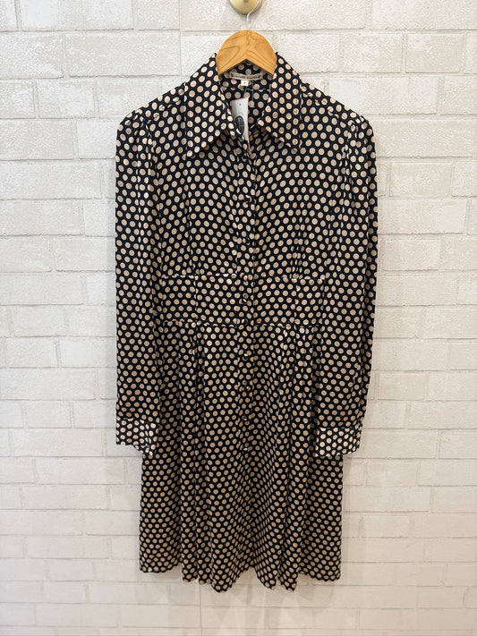 NANETTE LEPORE LS Silk Buttoned  Dots midi Dress/L-US10
