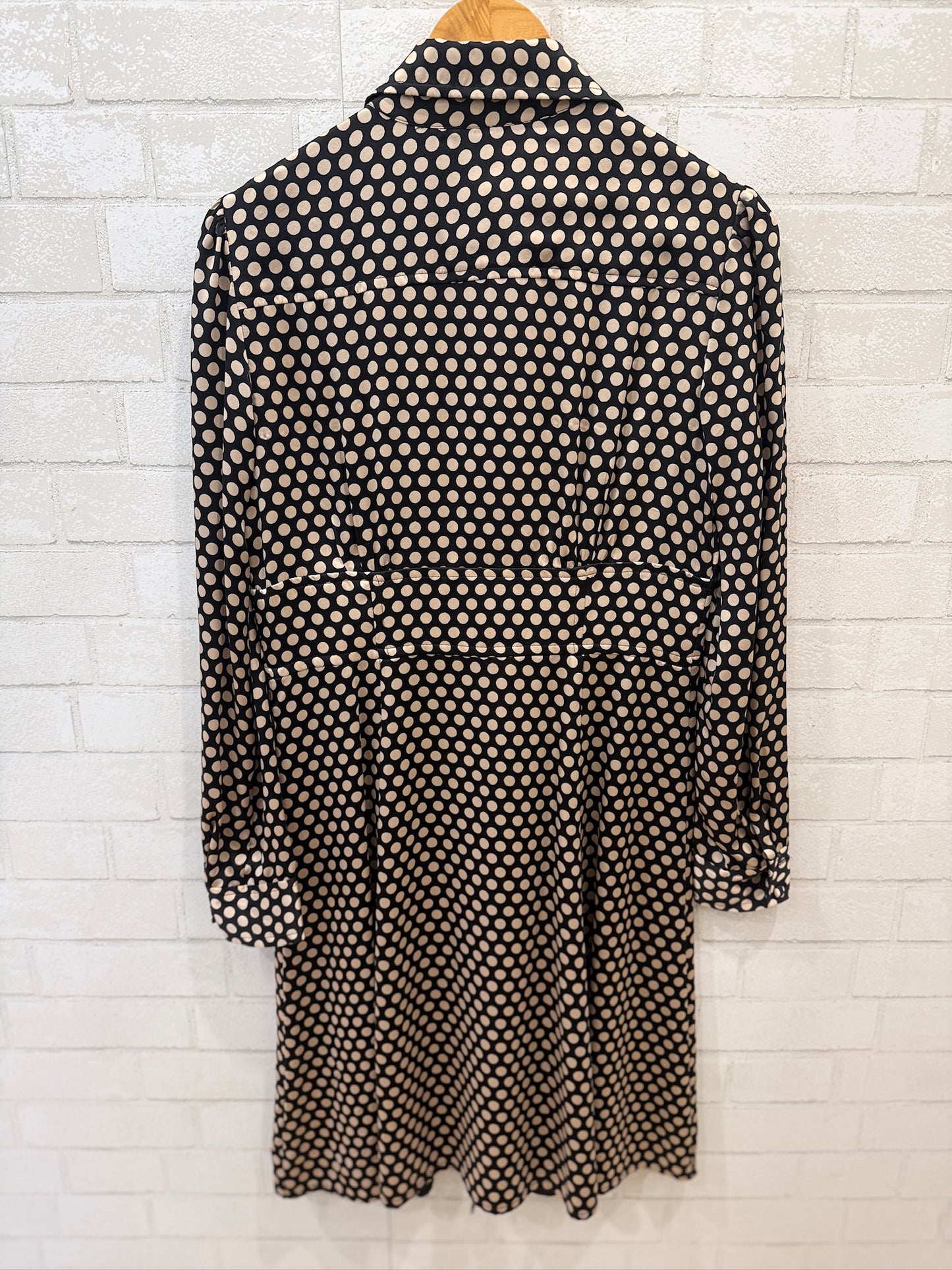 NANETTE LEPORE LS Silk Buttoned  Dots midi Dress/L-US10
