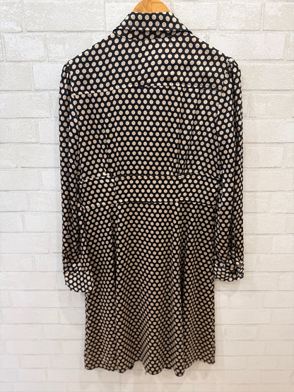 NANETTE LEPORE LS Silk Buttoned  Dots midi Dress/L-US10