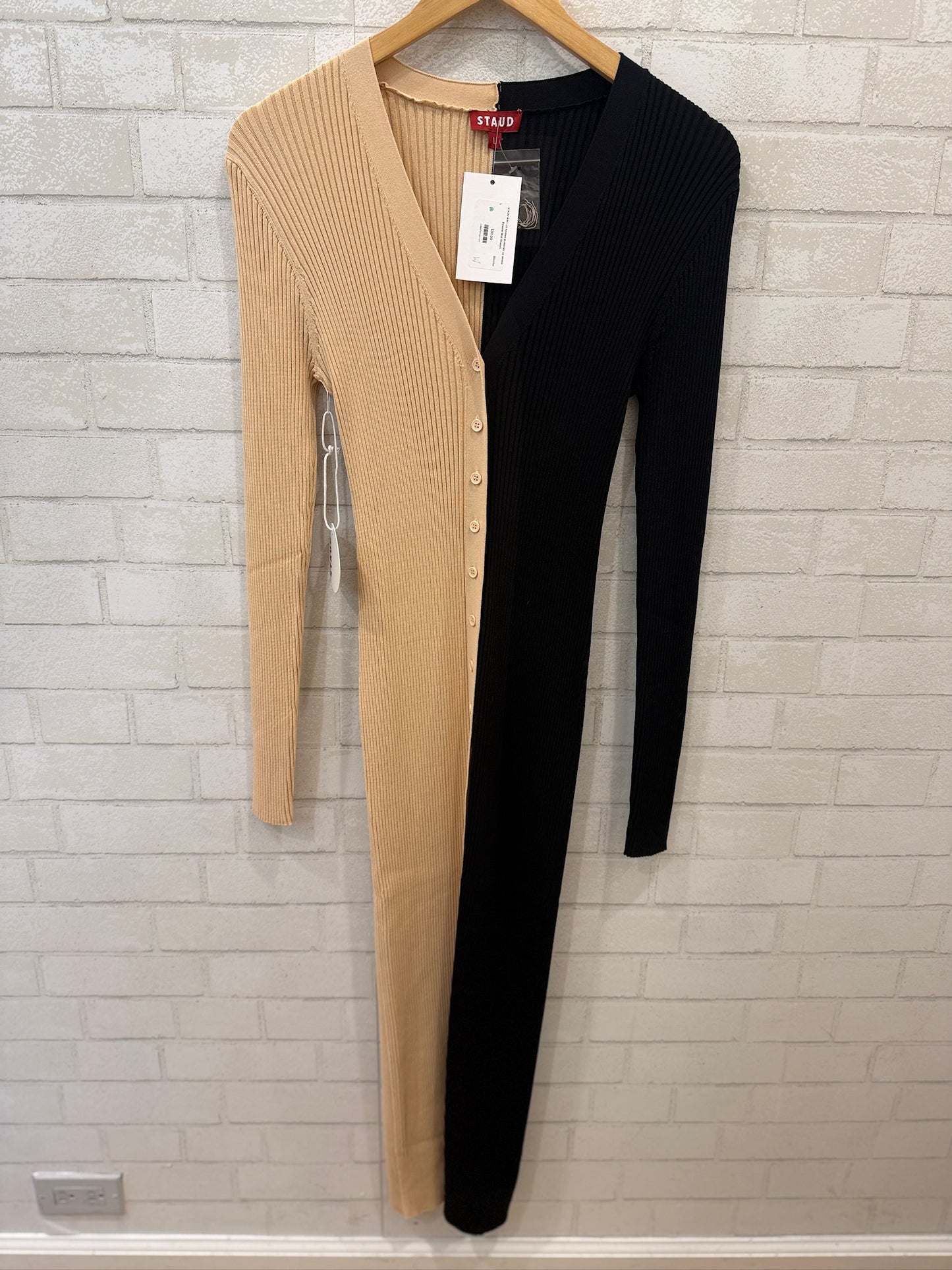 STAUD NWT LS Knitted Buttoned Up   Shoko  Sweater Midi Dress/L