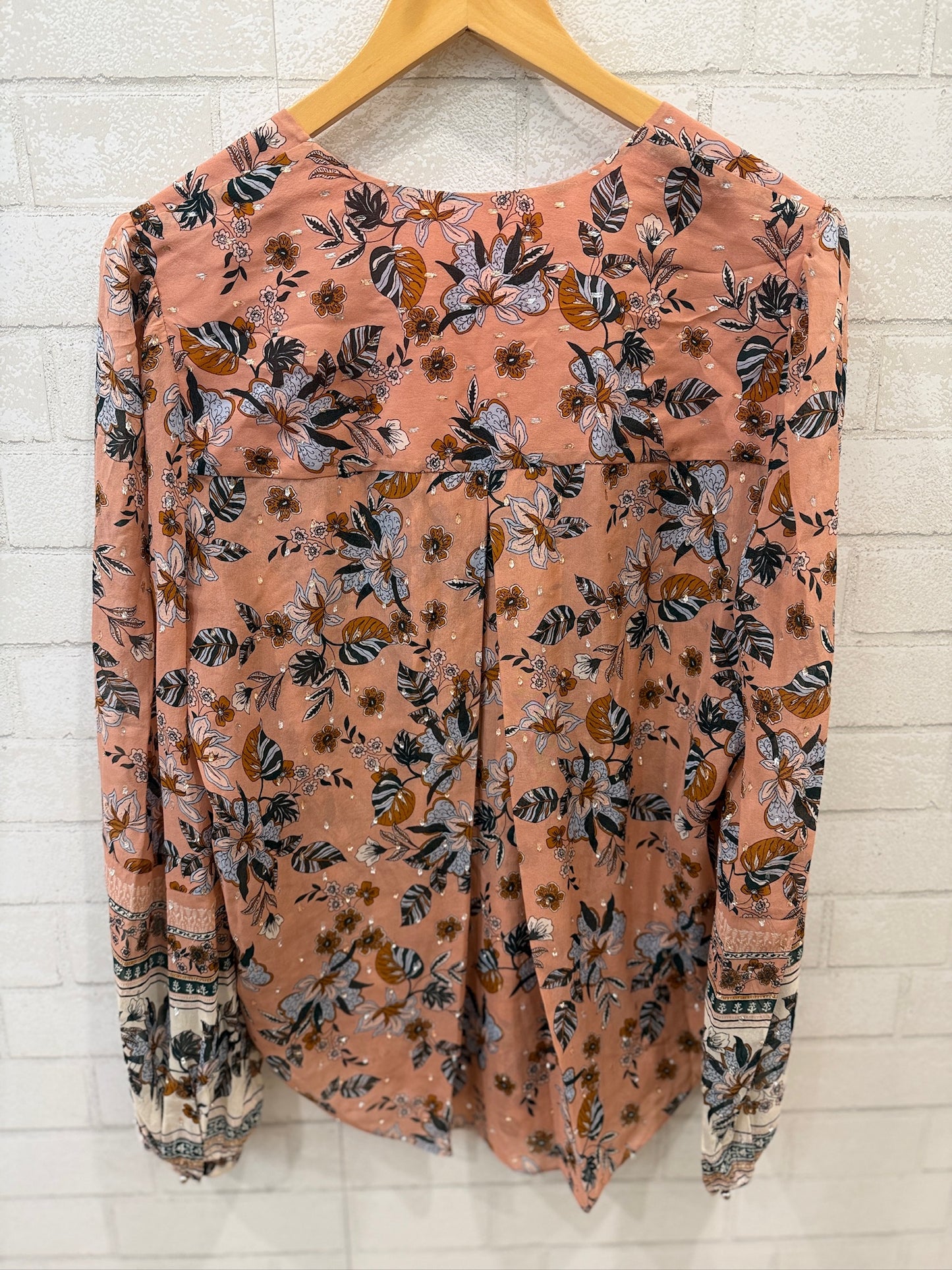 VERONICA BEARD Silk LS Flower Print &Strass VNeck Blouse/L-US12
