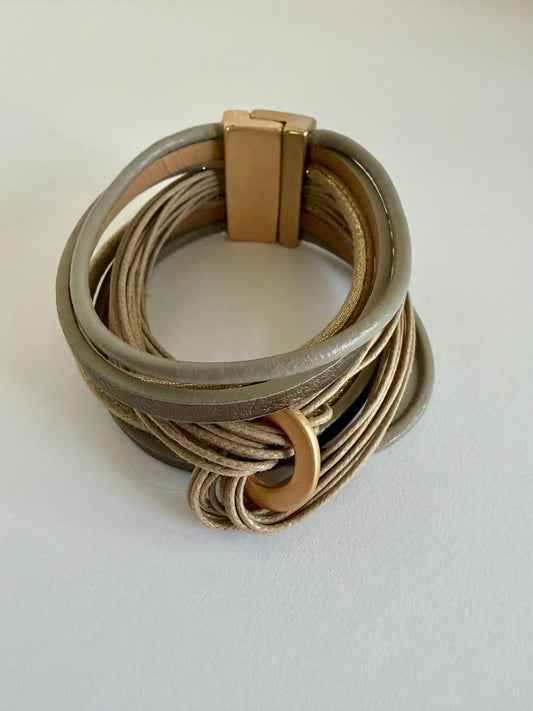 SAACHI Multi Strand Leather Magnetic closure Bracelet