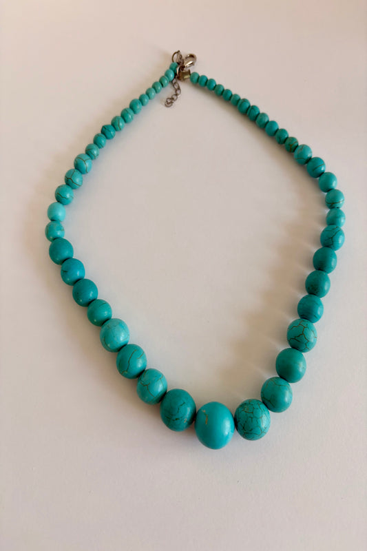 NO BRAND Turquoise Round Beads Necklace