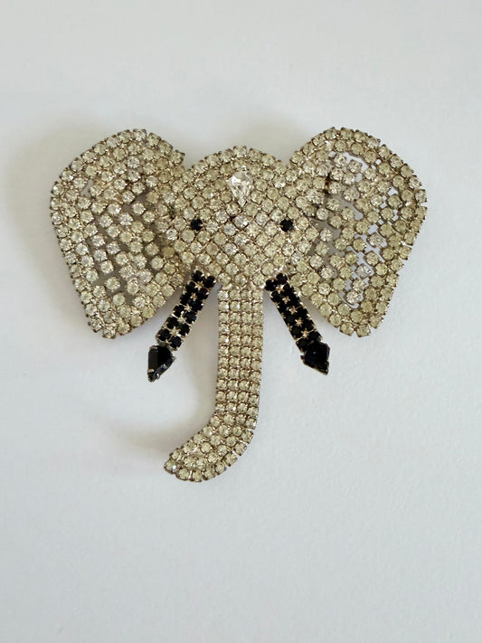NO BRAND Vintage Rhinestone Elephant Brooch