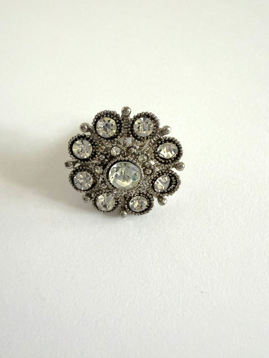 NO BRAND Vintage Style Rhinestones Mandala Pattern Adjustable Ring