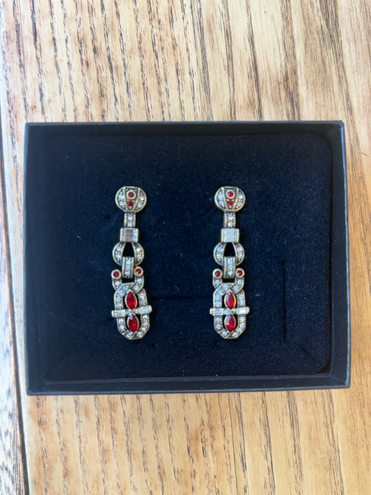 HEIDI DAUS NWT Pendant Earrings W Red Stones