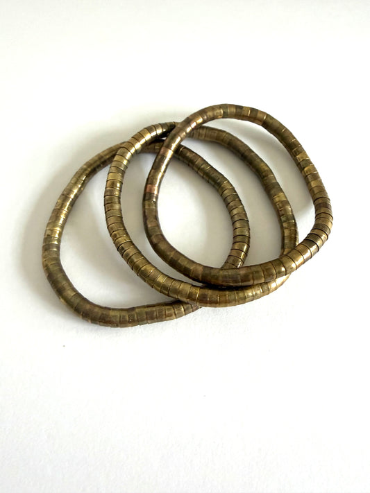 NO BRAND Set of 3 Brass Stretchy Bracelets