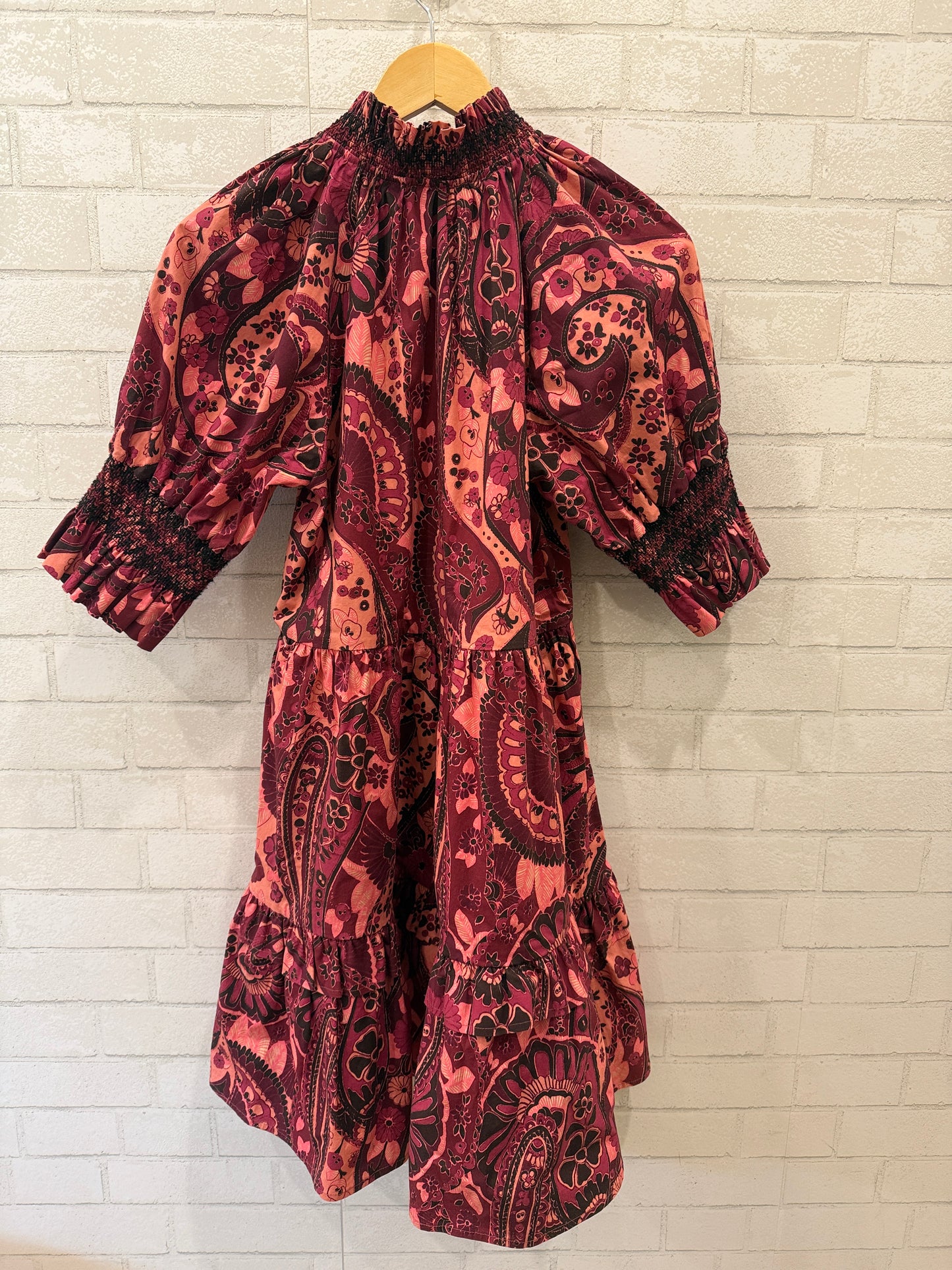 FIGUE Halima Paisley print Tiered Dress/M