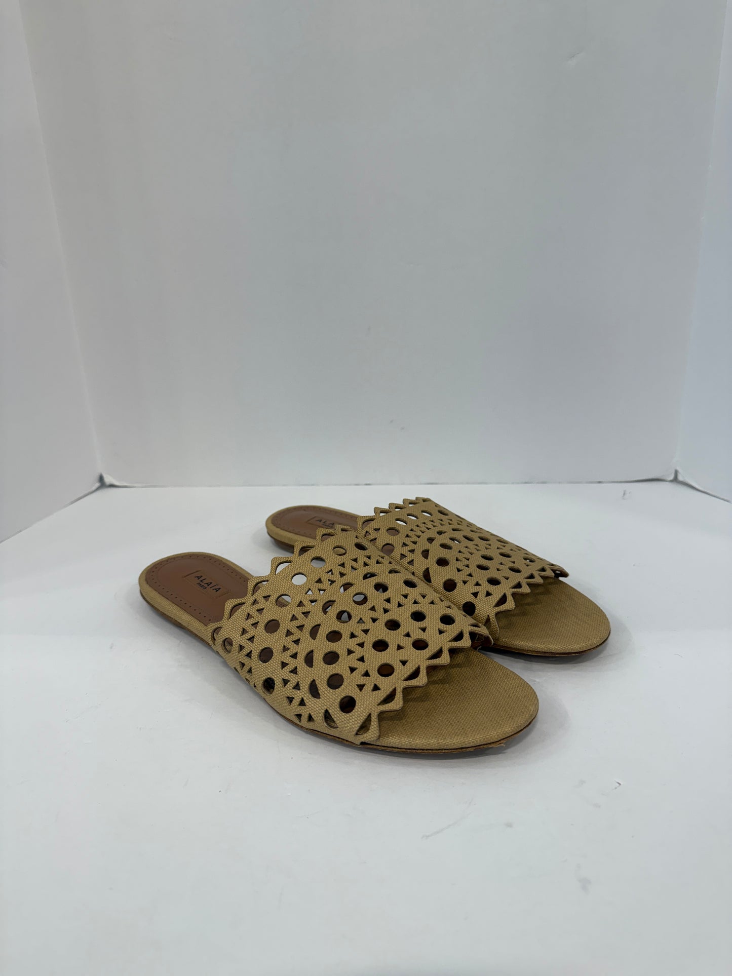 ALAIA  Leather Cut Out Slide Sandals / US8.5-EU39.5