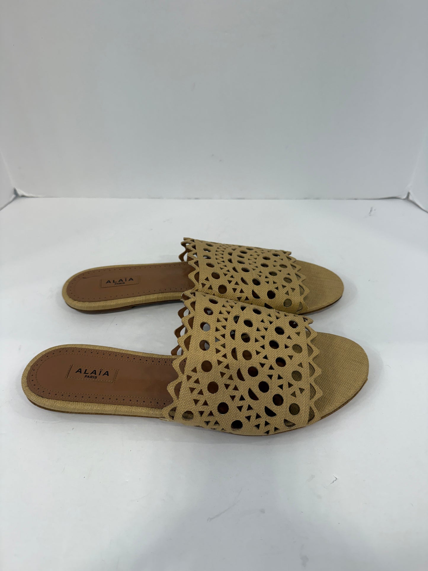 ALAIA  Leather Cut Out Slide Sandals / US8.5-EU39.5