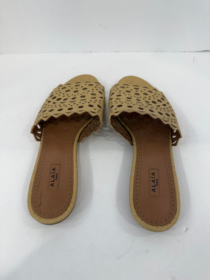 ALAIA  Leather Cut Out Slide Sandals / US8.5-EU39.5