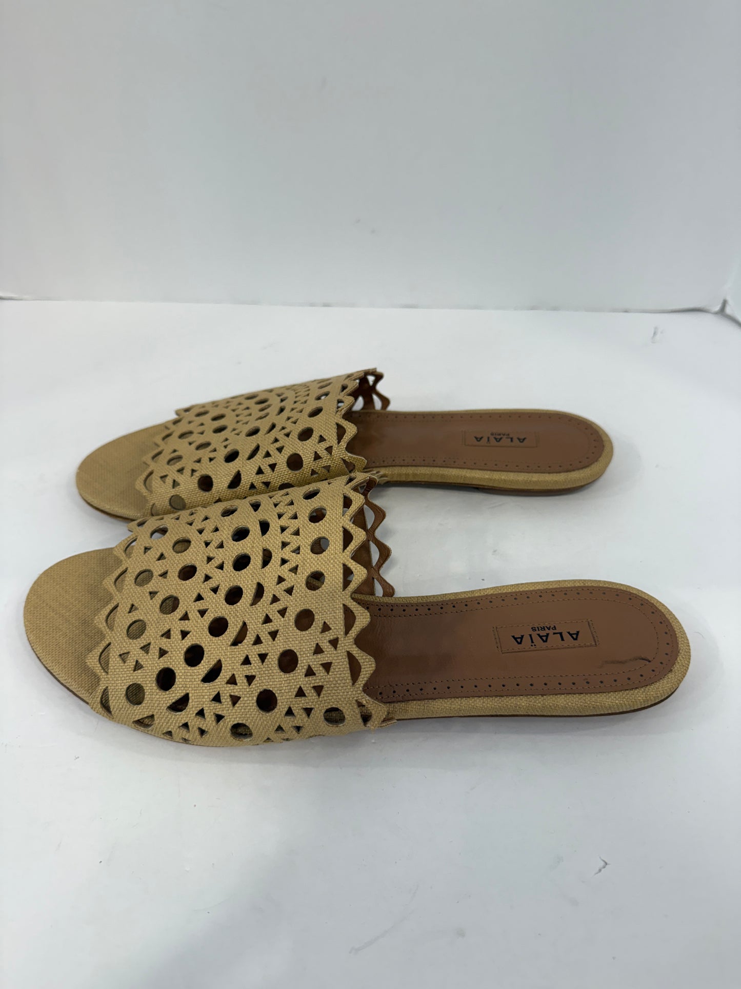 ALAIA  Leather Cut Out Slide Sandals / US8.5-EU39.5