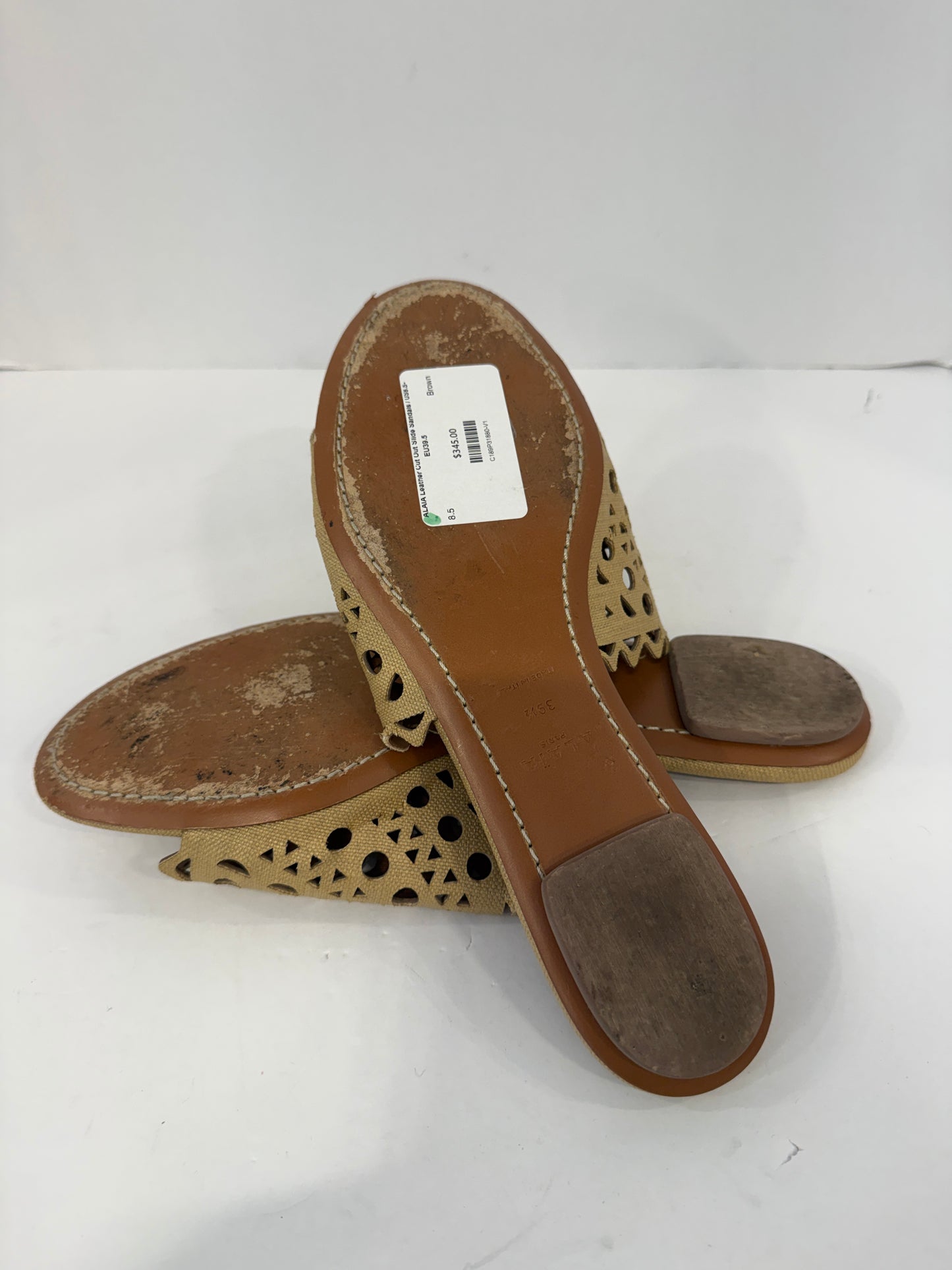 ALAIA  Leather Cut Out Slide Sandals / US8.5-EU39.5
