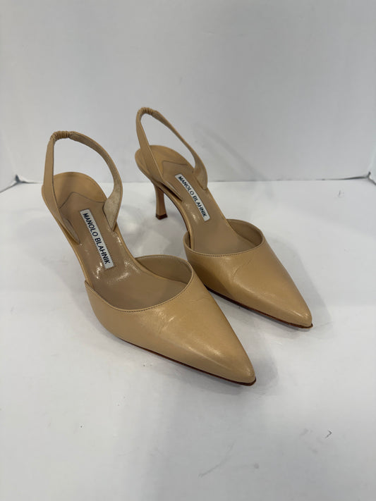 MANOLO BLAHNIK Leather Beige Slingback US9 - EUR38.5