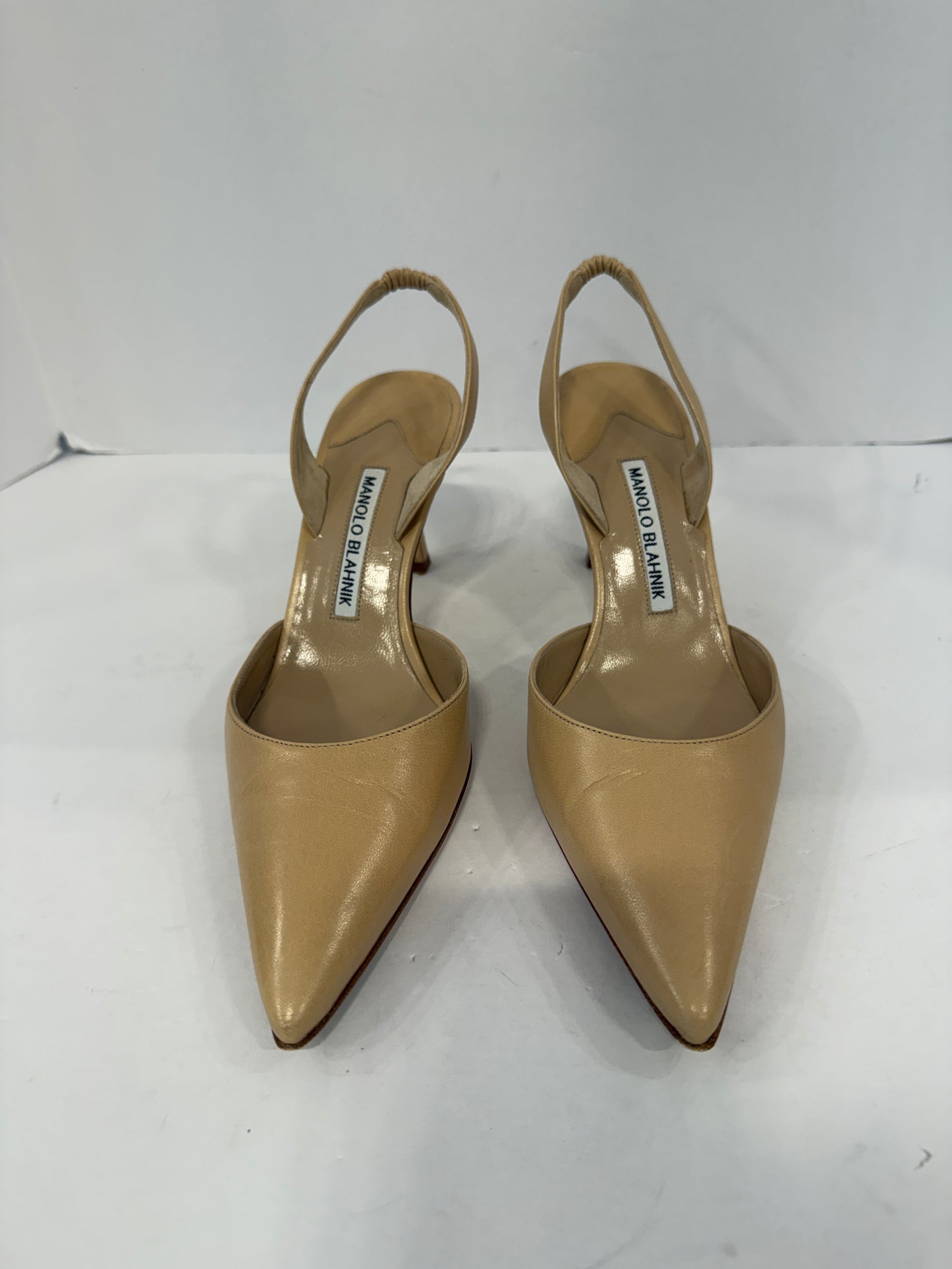 MANOLO BLAHNIK Leather Beige Slingback US9 - EUR38.5