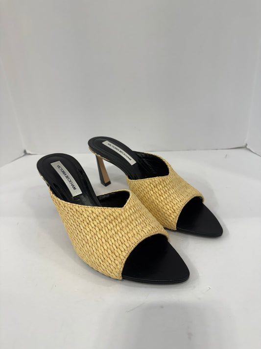 VICTORIA BECKHAM Raffia Asymmetric Mules Sandals / US7-EU38