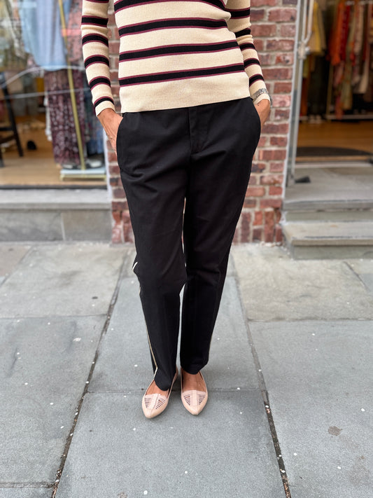 ZADIG & VOLTAIRE Cotton High Rise Pants with Stripes on side/S-EU38