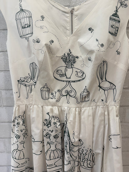DOLCE & GABANA Sleeveless Garden Print Cotton Poplin Midi Dress / M-IT44