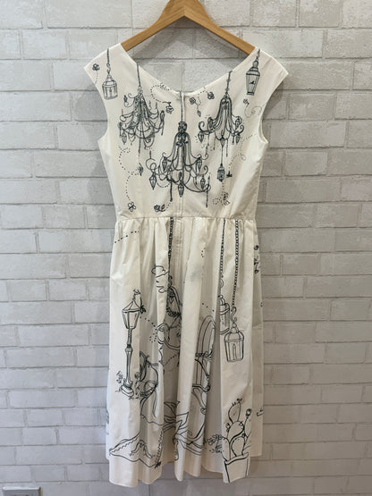 DOLCE & GABANA Sleeveless Garden Print Cotton Poplin Midi Dress / M-IT44