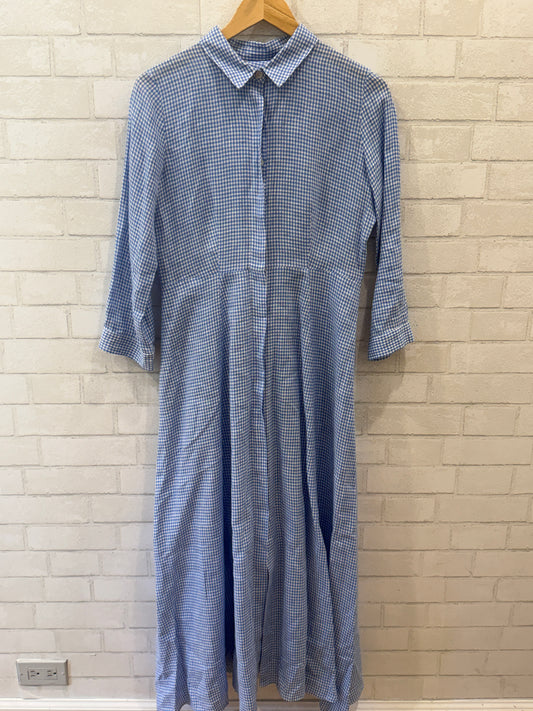 MARINA SAINT BARTH LS Checkered Maxi Shirt Dress / M