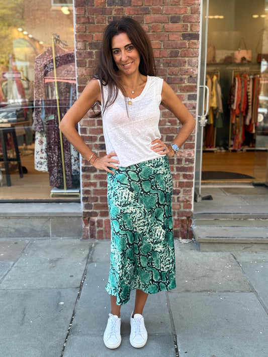 RACHEL ZOE Snake Print Midi Skirt/M