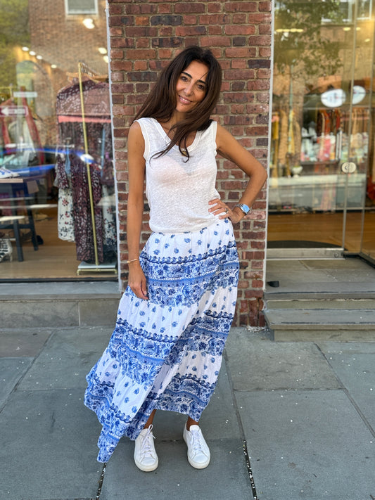POLO RALPH LAUREN Cotton Floral Print Maxi Skirt
