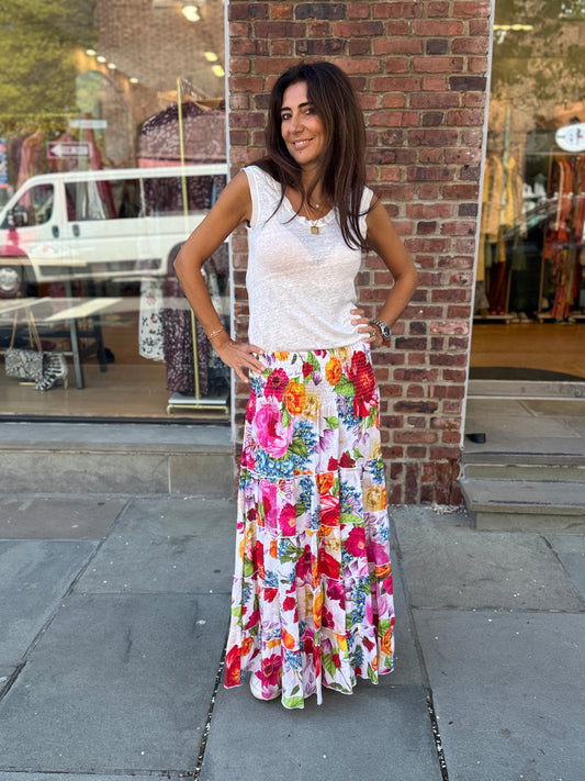 MARINA ST BARTH Floral Print Circle Maxi Skirt / S