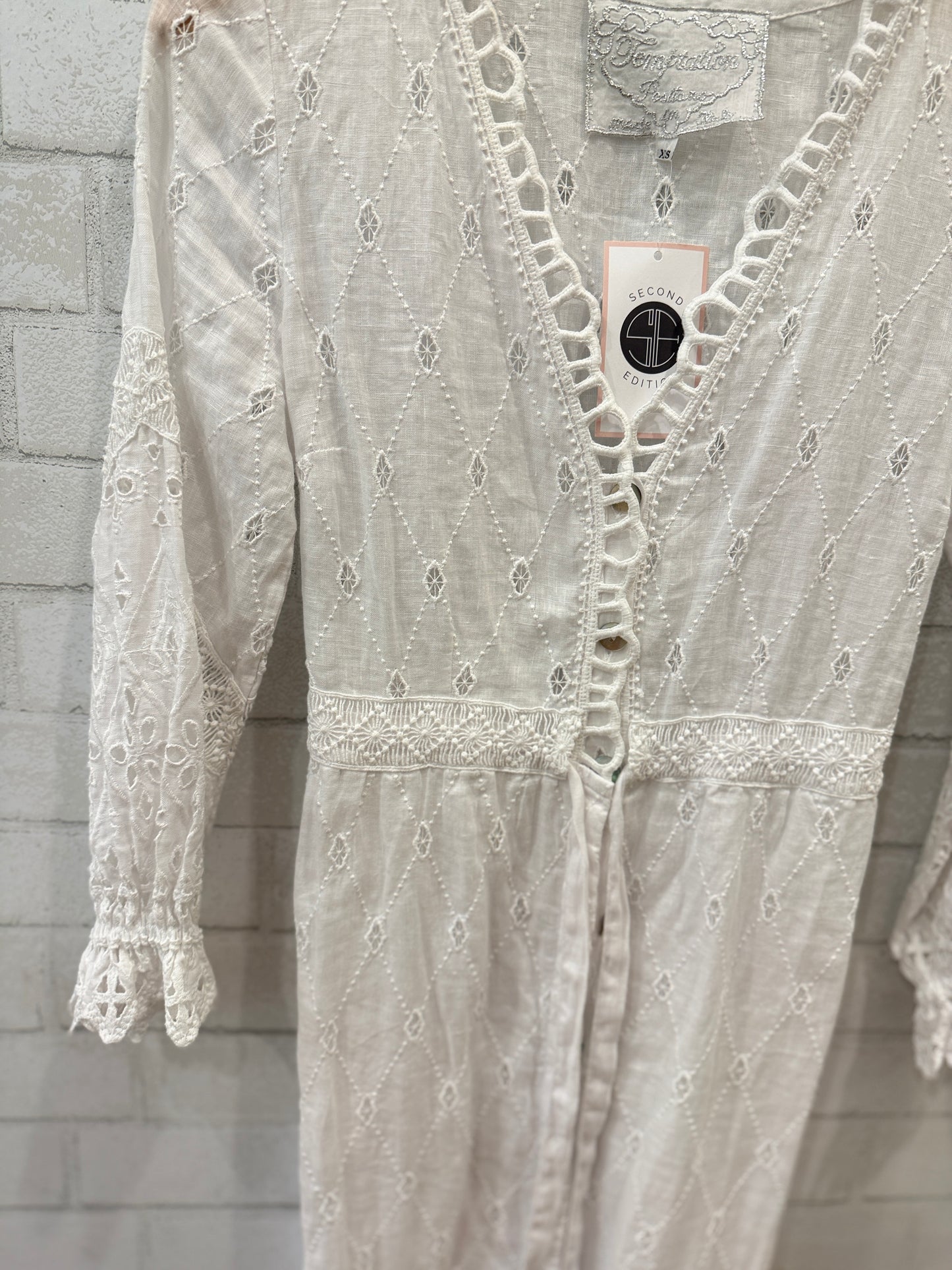 TEMPTATION POSITANO Cotton Embroidered Maxi Dress / XS