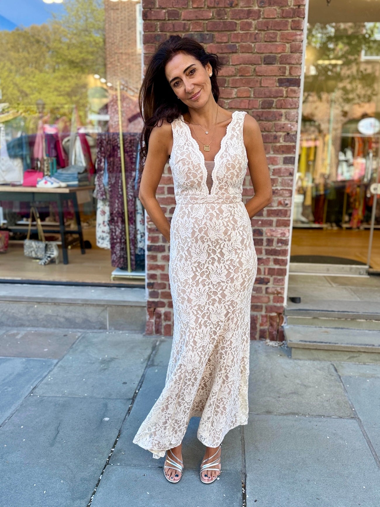 XSCAPE Lace Sleeveless Cocktail Maxi Dress/S-US4