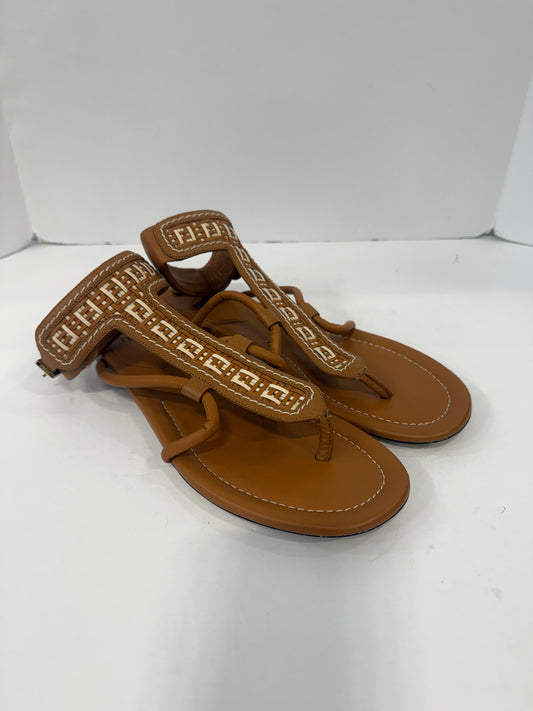 FENDI Zucca FF Logo Leather Gladiator Sandals / US8.5-EU39.5