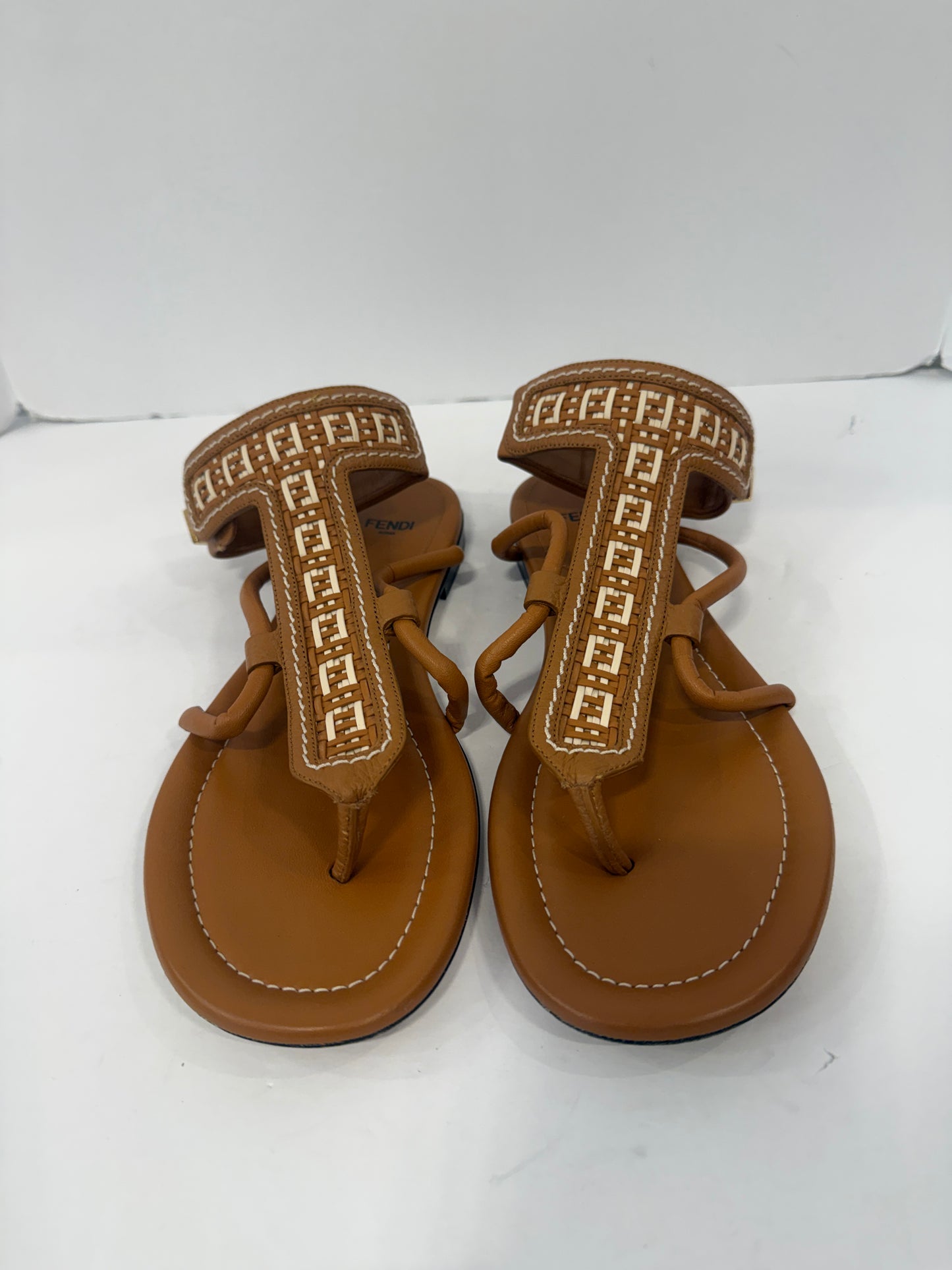 FENDI Zucca FF Logo Leather Gladiator Sandals / US8.5-EU39.5