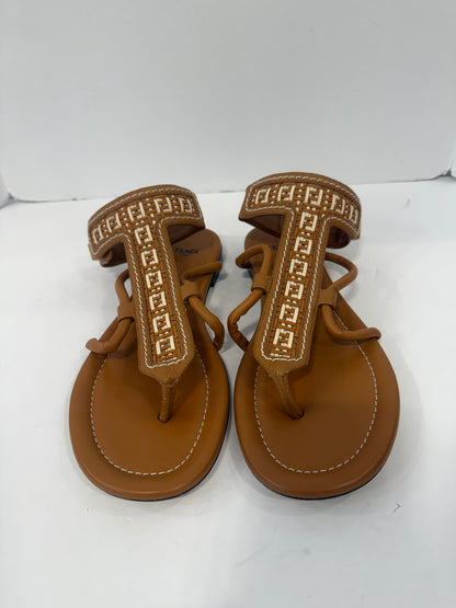 FENDI Zucca FF Logo Leather Gladiator Sandals / US8.5-EU39.5