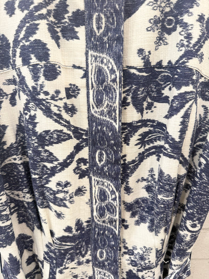 OSCAR DE LA RENTA Sleeveless Cotton Blend Printed Midi Dress / M-US8