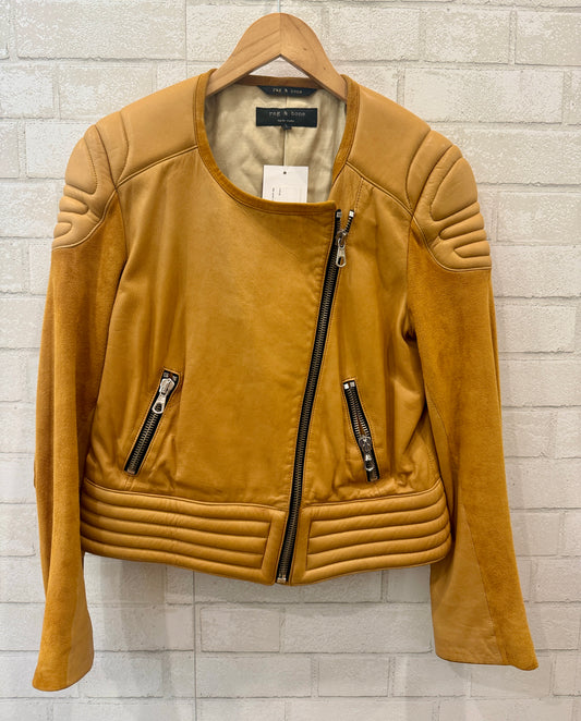 RAG & BONE Leather & Suede Moto Jacket Size M -US8