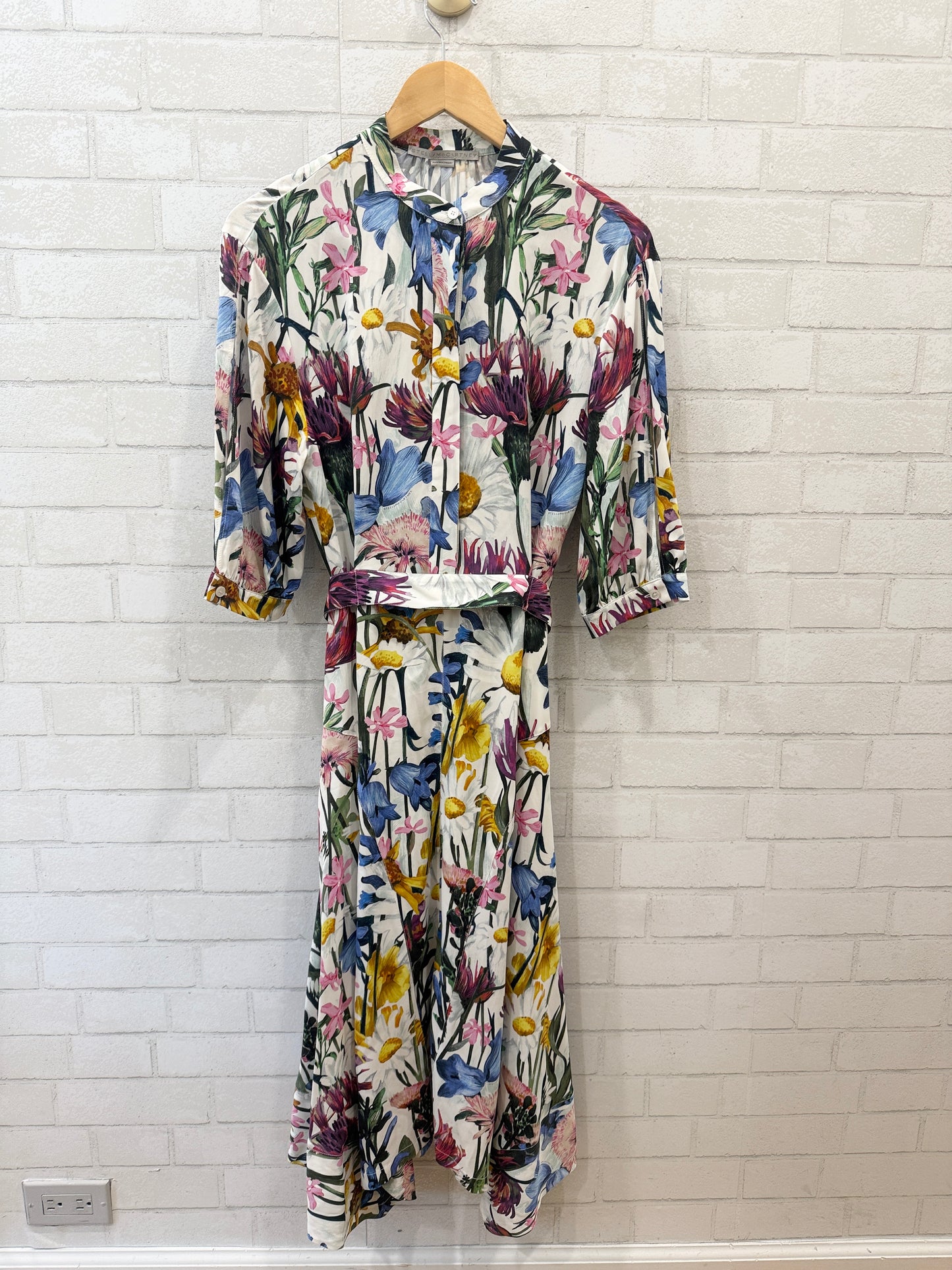 STELLA MCCARTNEY SS Silk Floral Print Belted Midi Dress / M-EU38