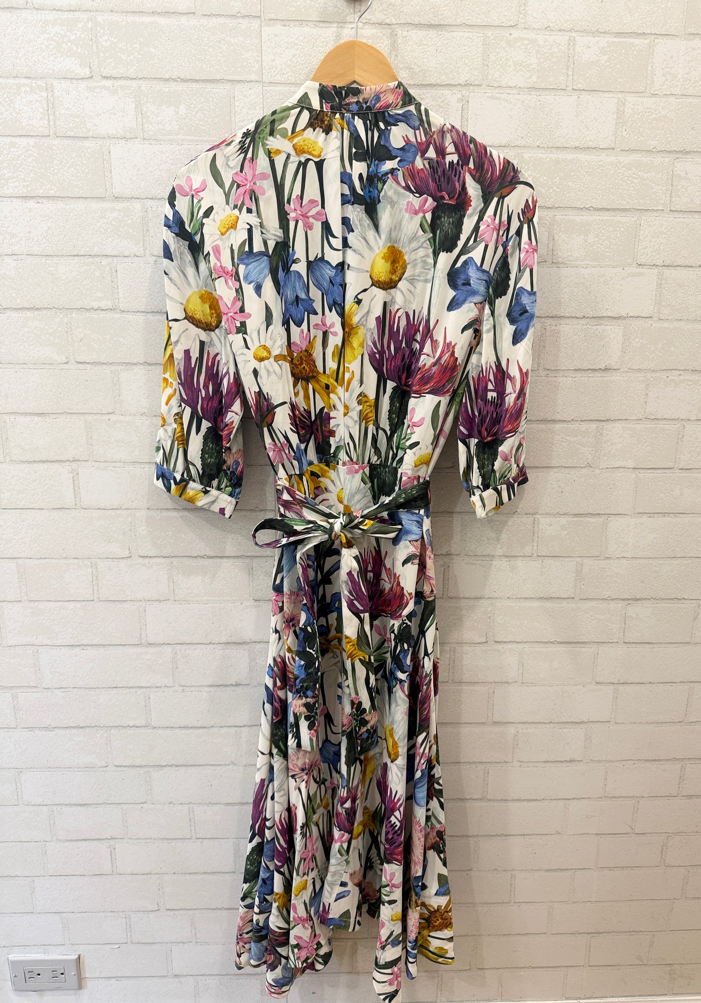 STELLA MCCARTNEY SS Silk Floral Print Belted Midi Dress / M-EU38