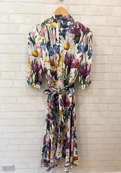 STELLA MCCARTNEY SS Silk Floral Print Belted Midi Dress / M-EU38