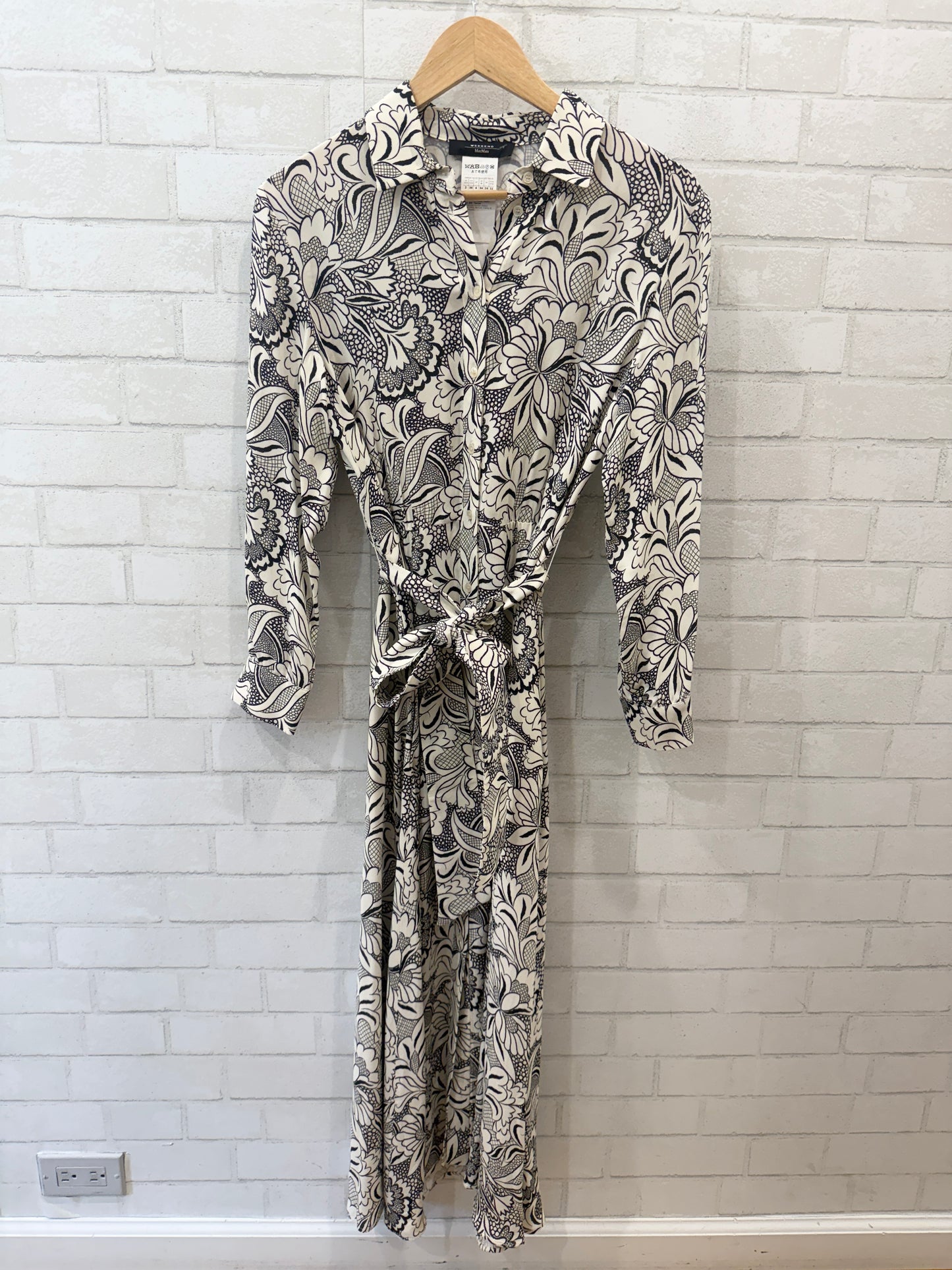WEEKEND MAX MARA LS Floral Print Maxi Shirt Dress / S-US2