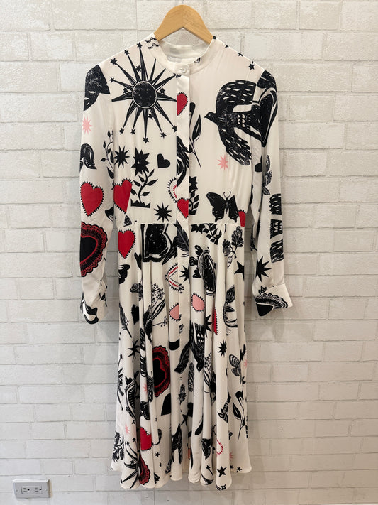 ALEXANDER MCQUEEN Silk LS Printed  Midi Shirt Dress / S-IT40