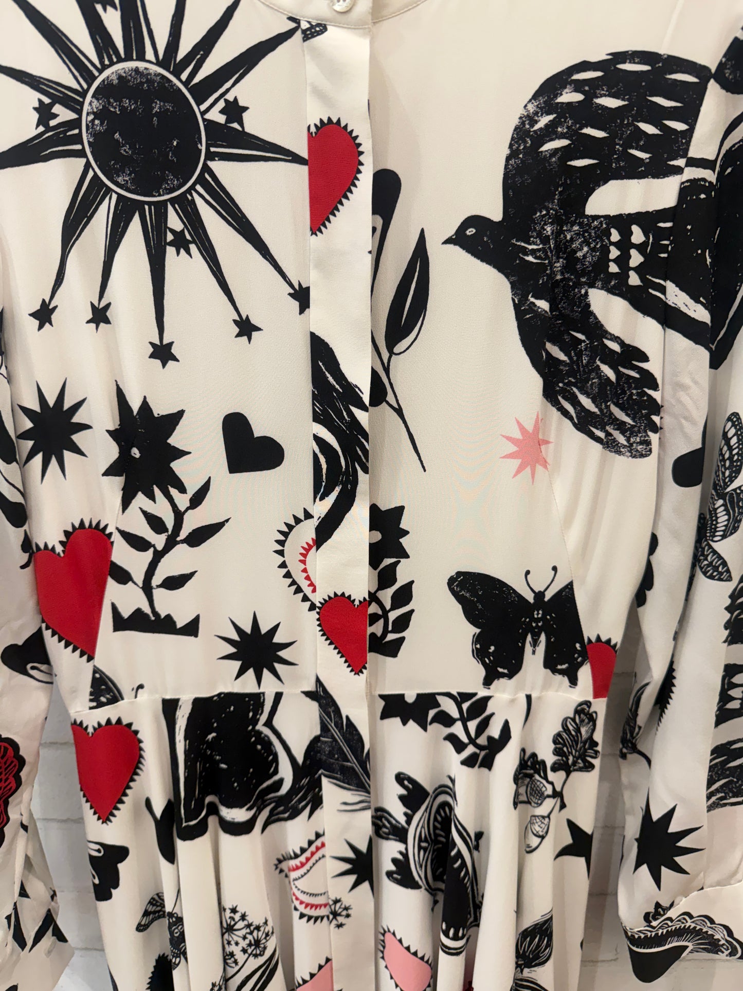 ALEXANDER MCQUEEN Silk LS Printed  Midi Shirt Dress / S-IT40