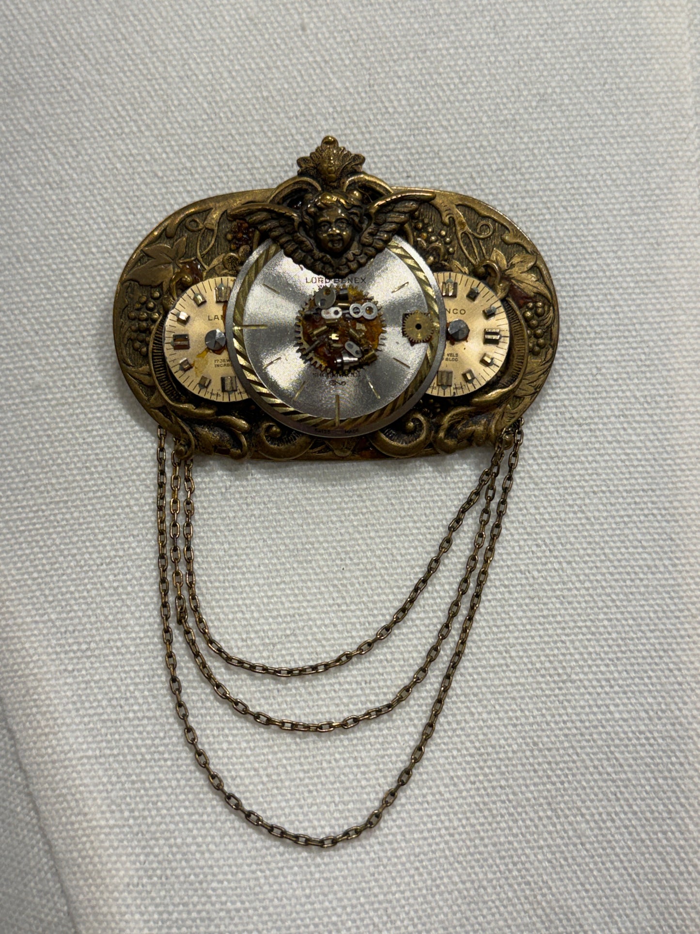DENISE BROWN Vintage Clock Brooch