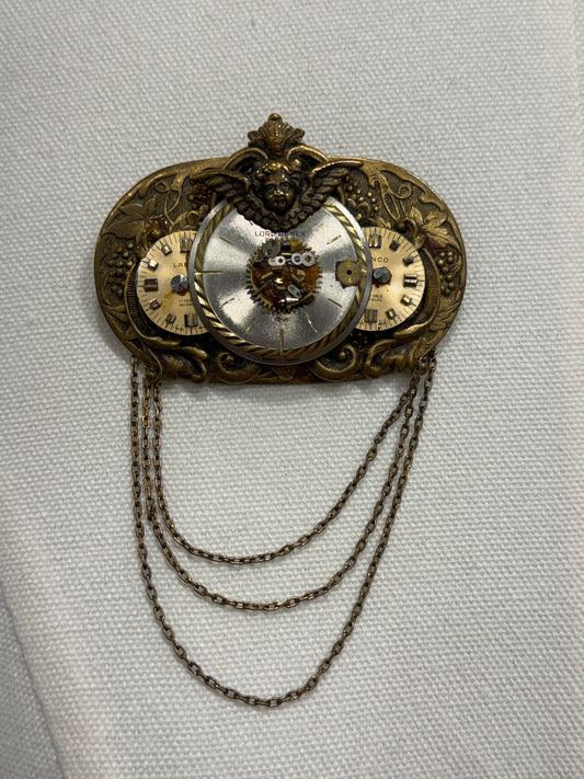 DENISE BROWN Vintage Clock Brooch