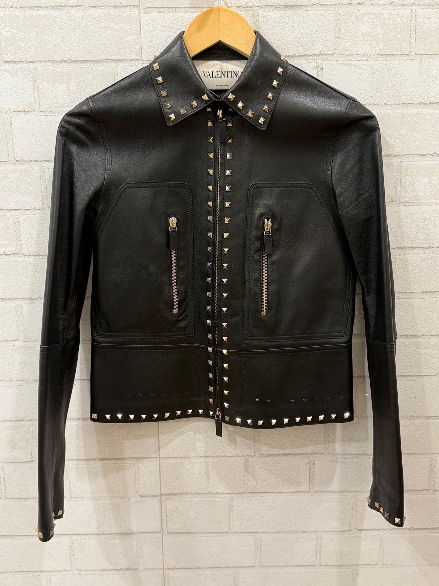 VALENTINO Rockstud Leather Jacket - Size XS - US2
