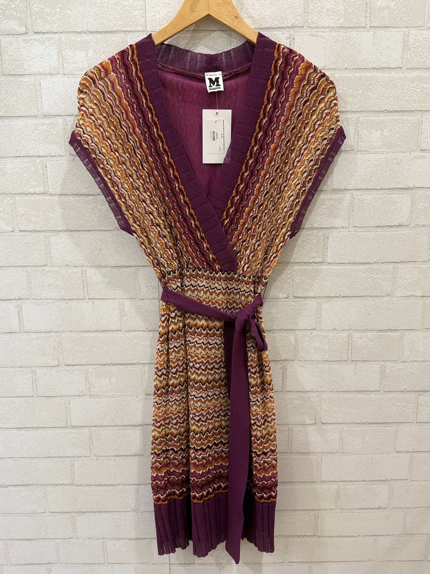 MISSONI V-Neck & Cap Sleeves Knit Mini Dress / S-US6