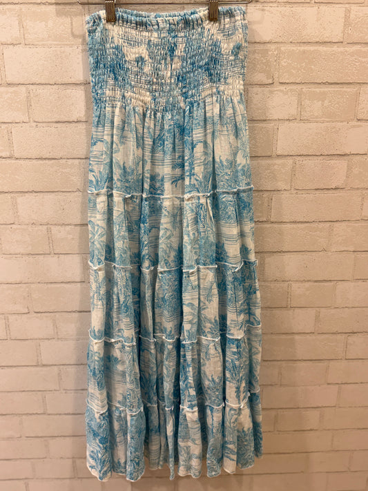 MARINA ST BARTH Linen Tropical Print Circle Maxi Skirt / S