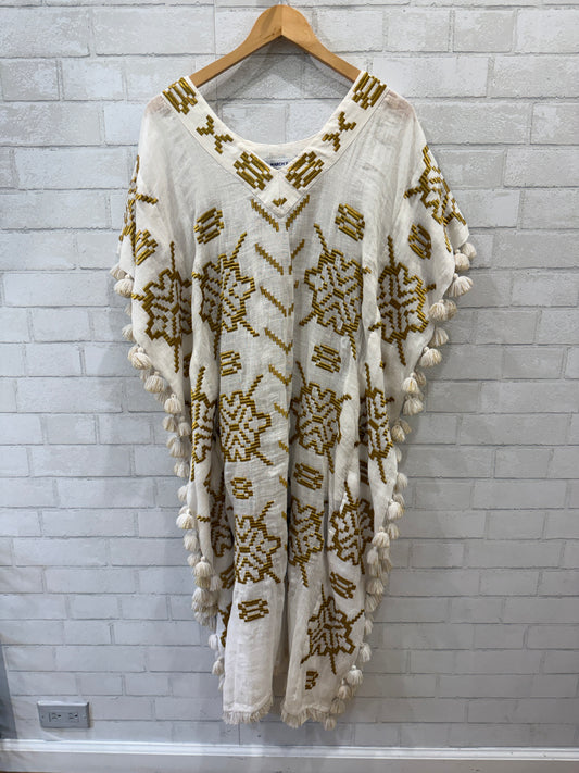 MARCH 11 Linen Gold Embroidery Kaftan / S