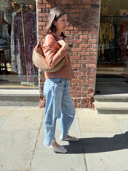GUCCI GG Canvas Bamboo Ring Hobo Bag