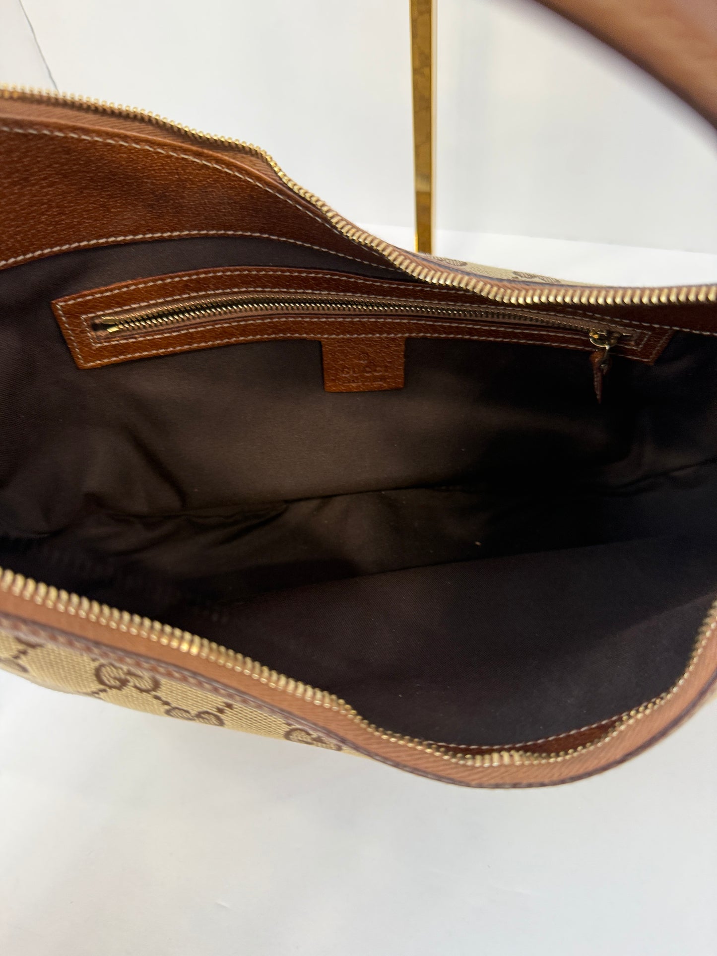 GUCCI GG Canvas Bamboo Ring Hobo Bag